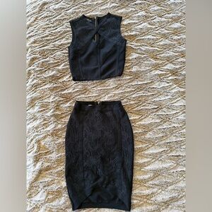 Bebe Black Lace Skirt Set